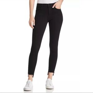 FRAME Le Skinny De Jeanne Raw Stagger Mid Rise Cropped Skinny Jeans Film Noir 26